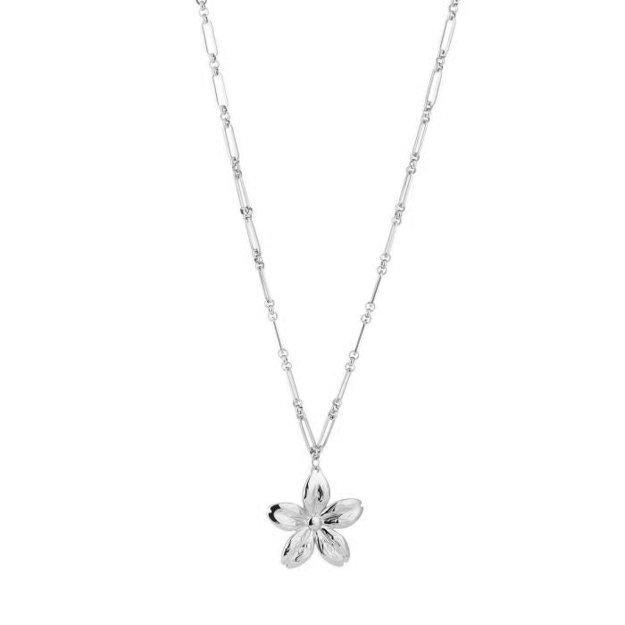 Flower ketting zilver lang