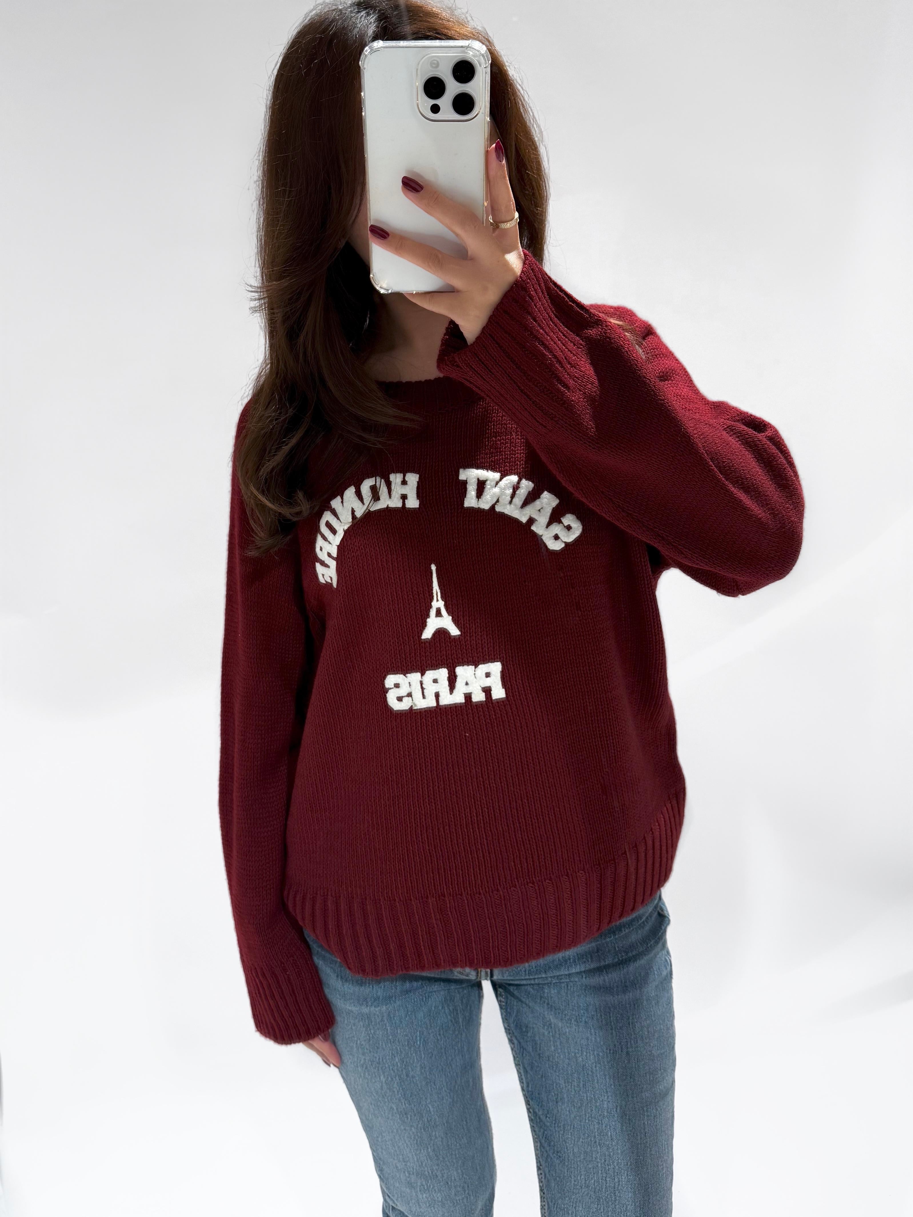 Paris Teddy trui bordeaux