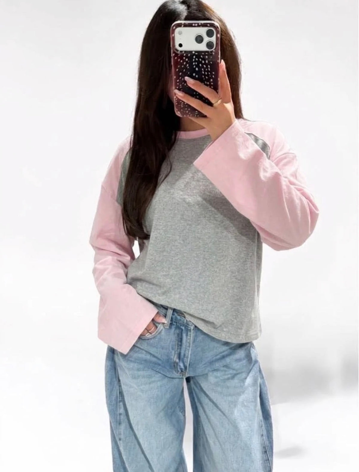 Double longsleeve pink grey