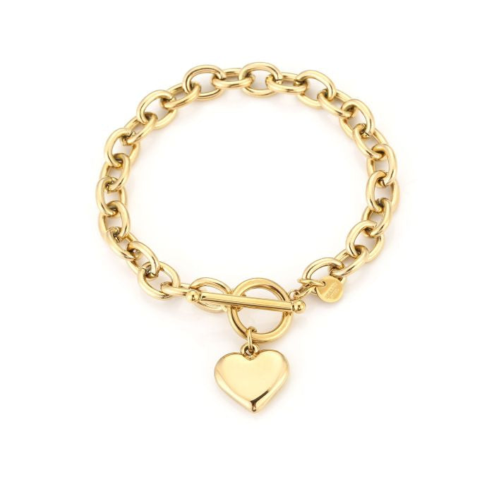 Hart chain armband goud