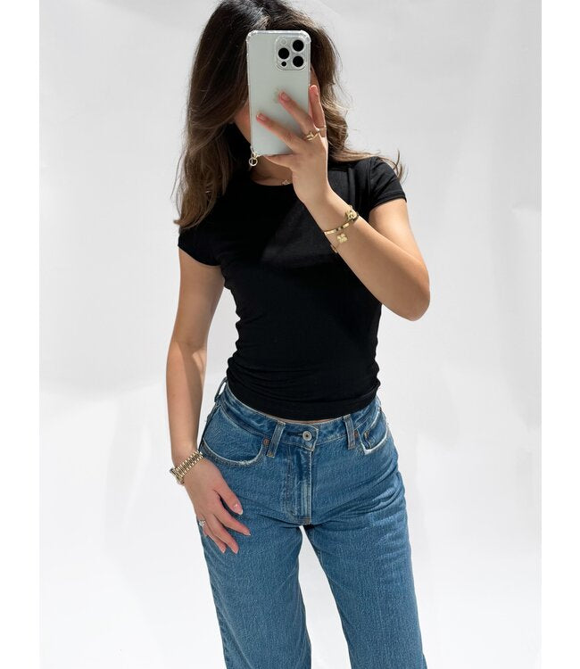 Fem top korte mouw zwart