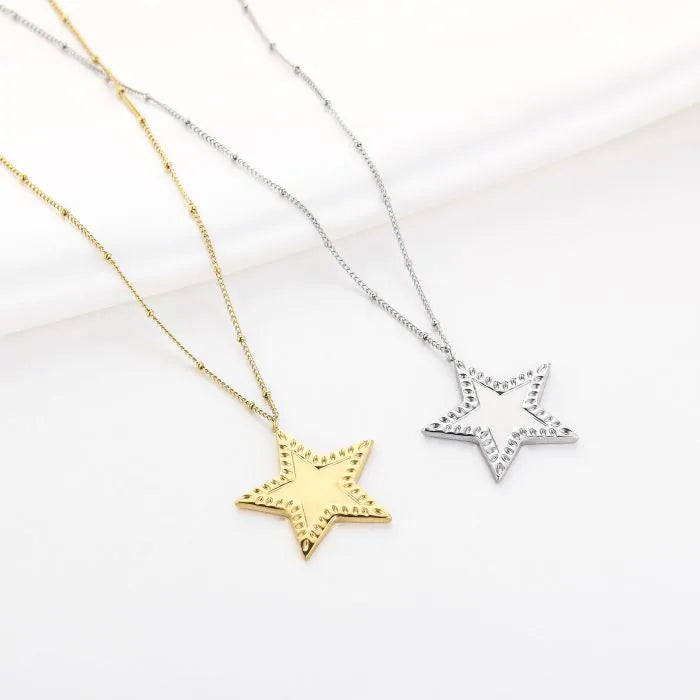 Lange ketting ster zilver
