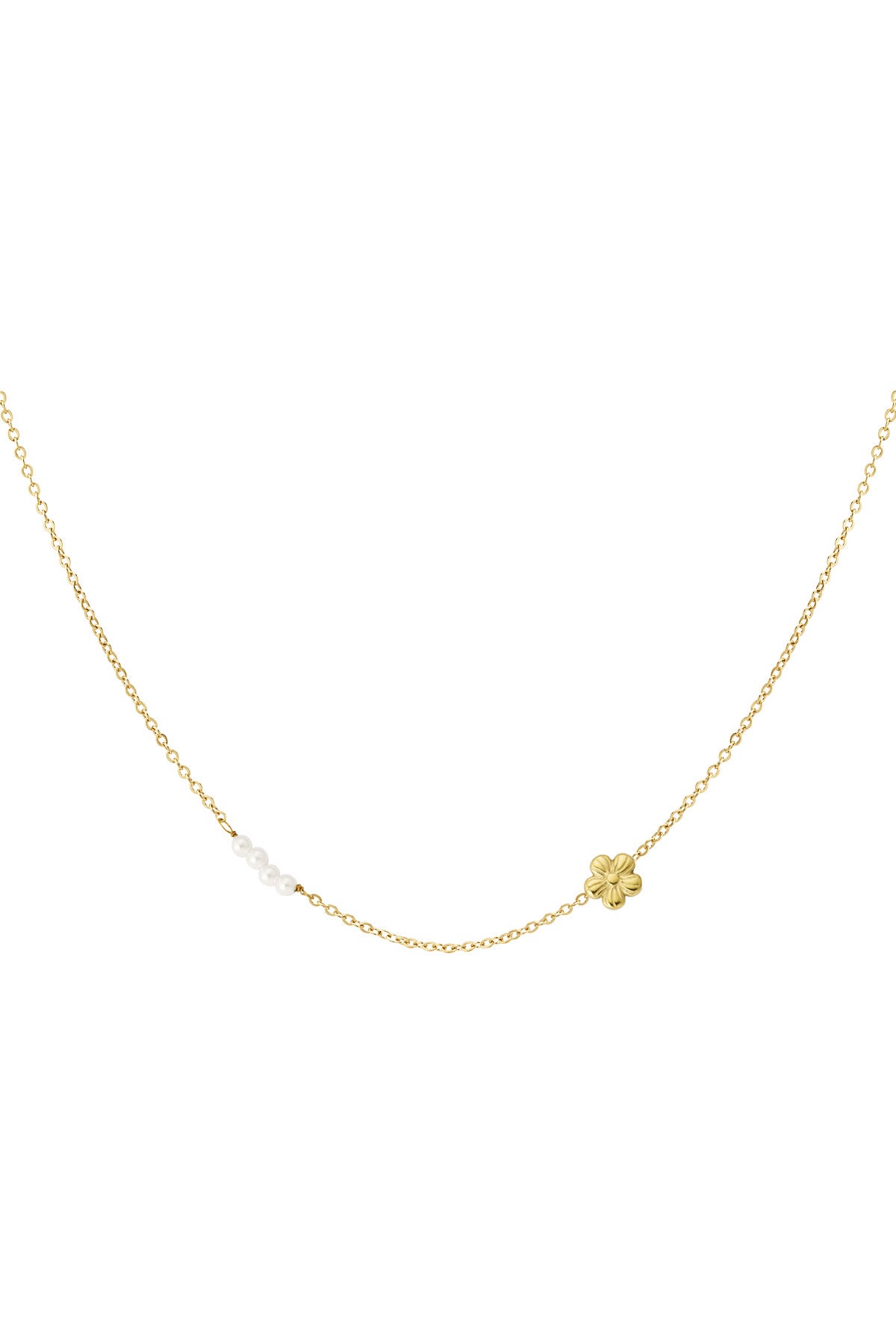 Flower pearl ketting goud