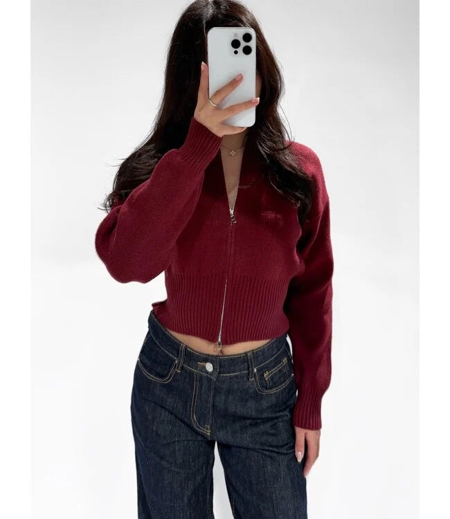 Zip cardigan bordeaux