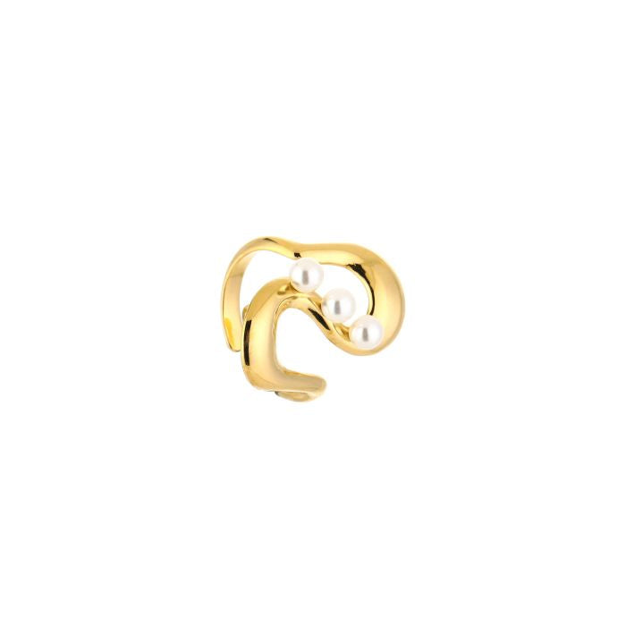 Swirl parel ring goud