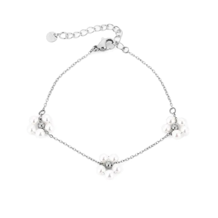 3 flower armband zilver