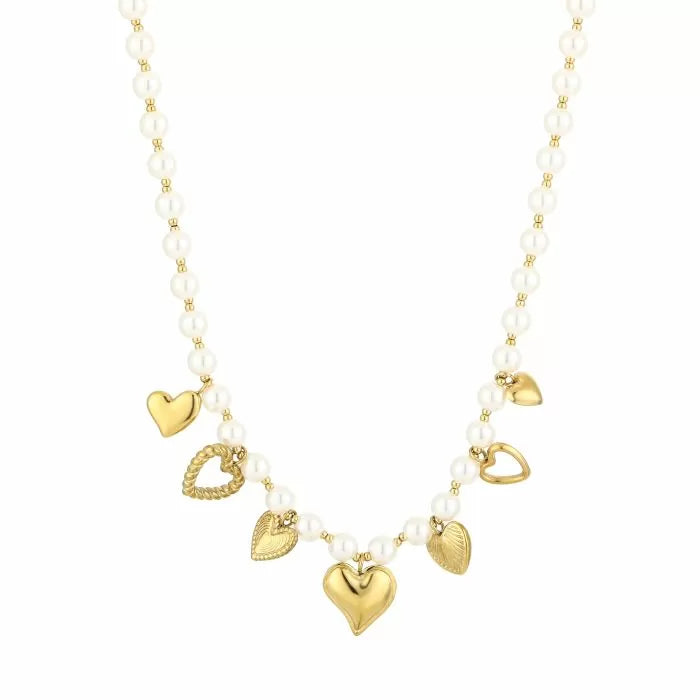 Parel ketting met hartjes