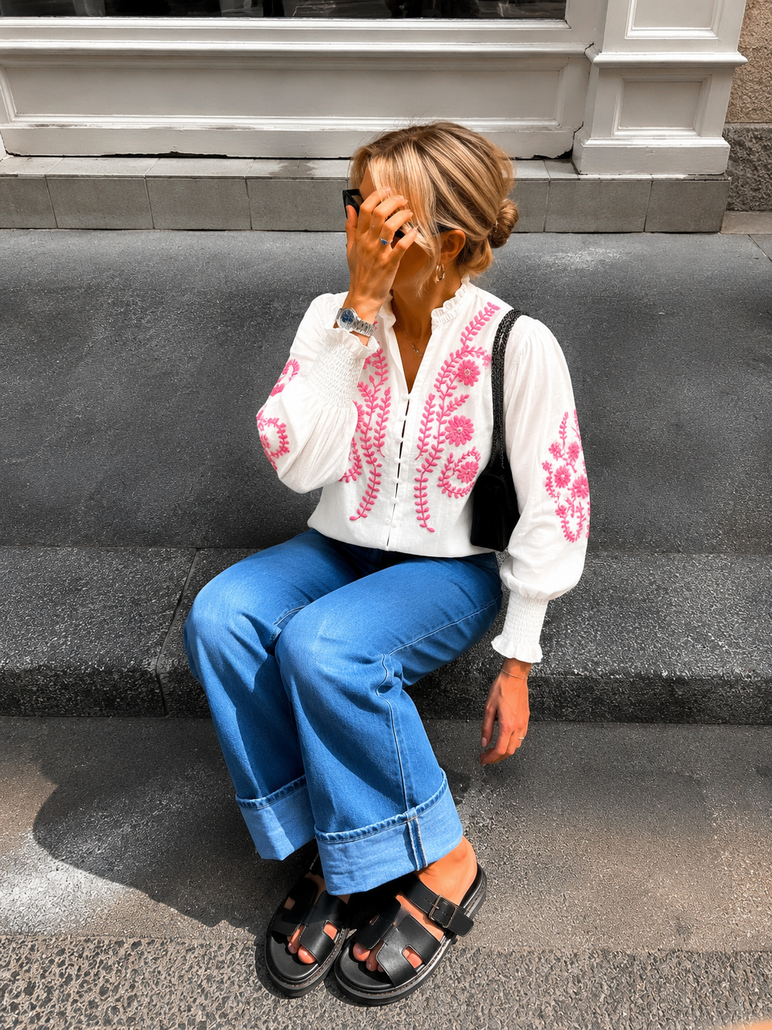 Moonie blouse white pink