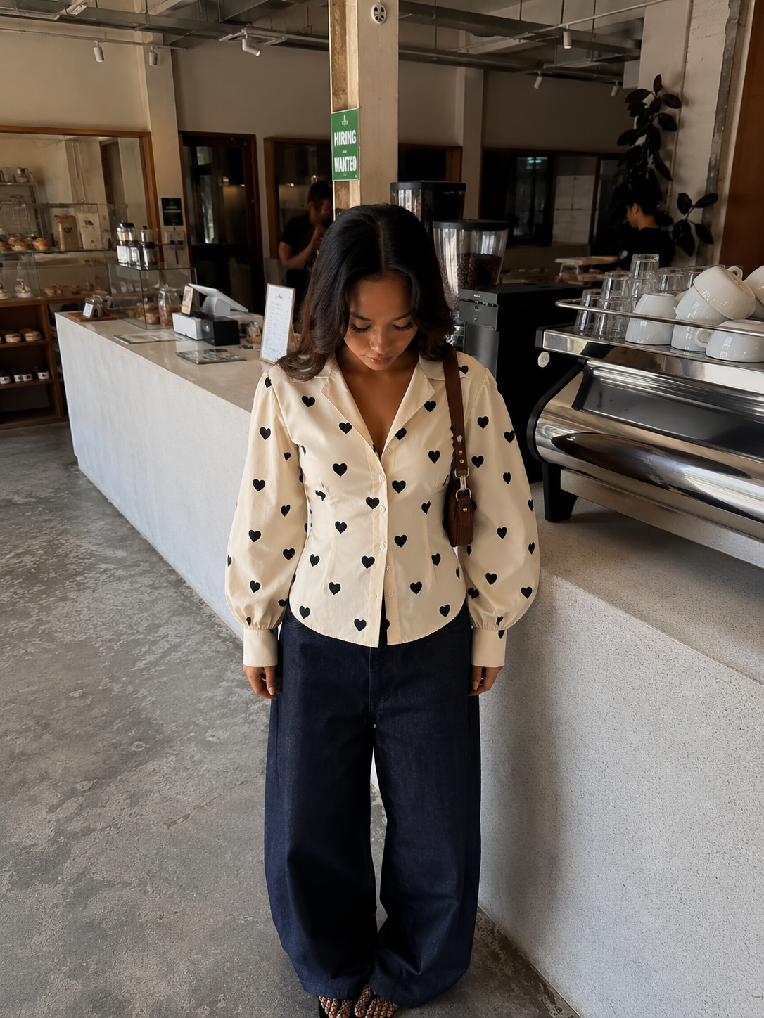 Amour blouse hearts cream