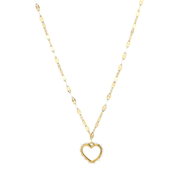 Subtiel hart parel ketting goud