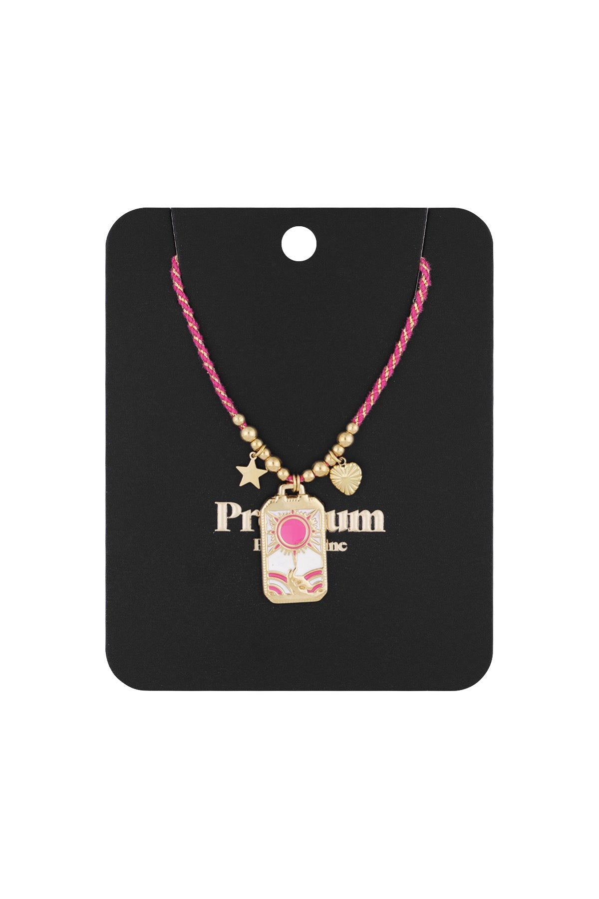Eclipse charm ketting goud roze