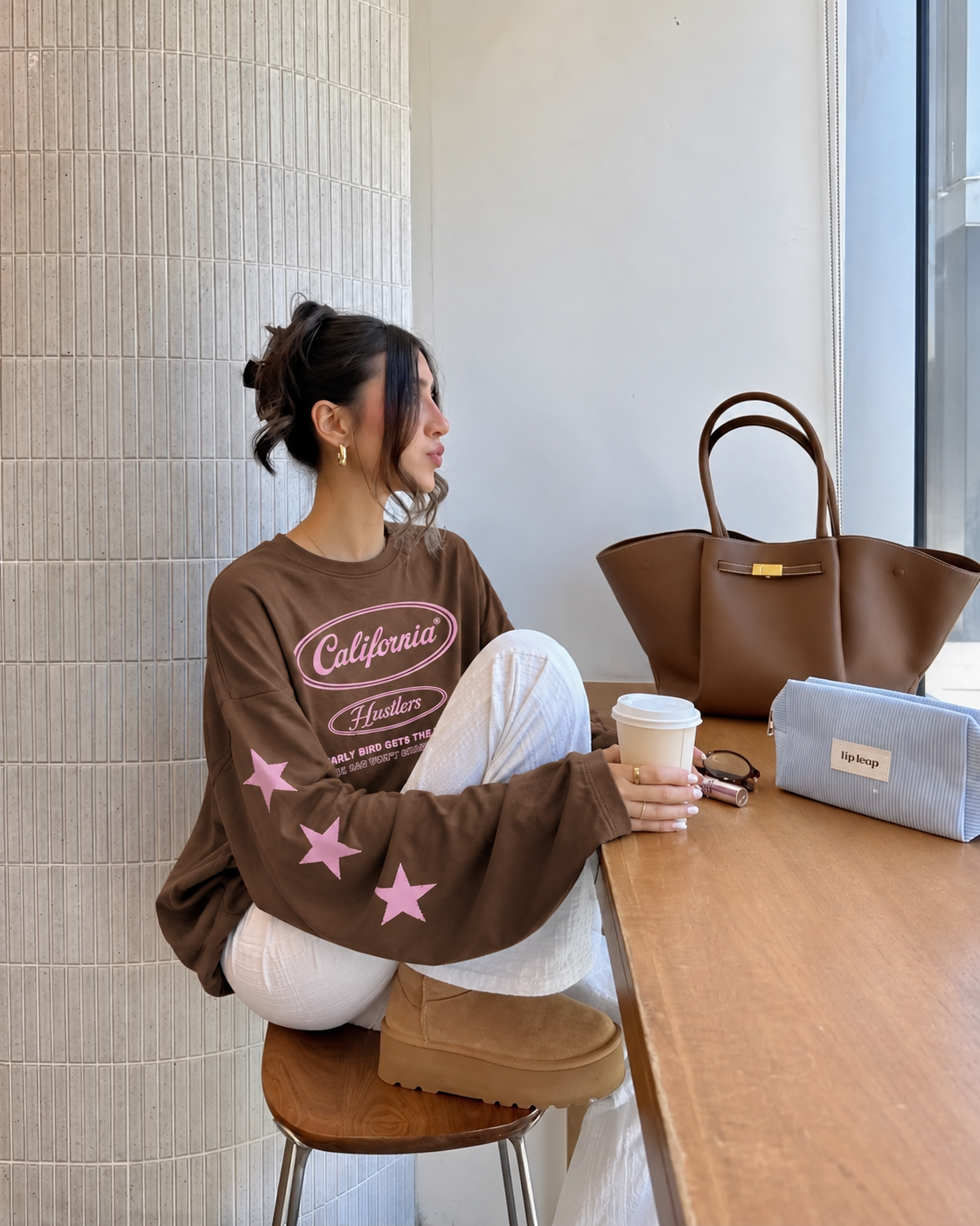 California sweatshirt brown pink