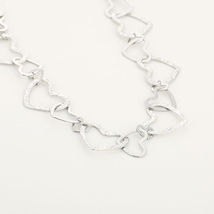 Connected heart ketting zilver