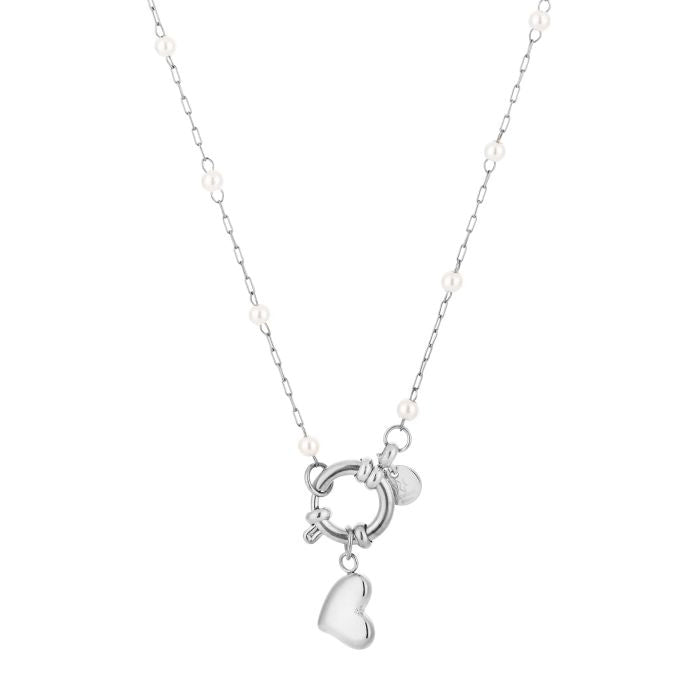 Pearl heart ketting zilver