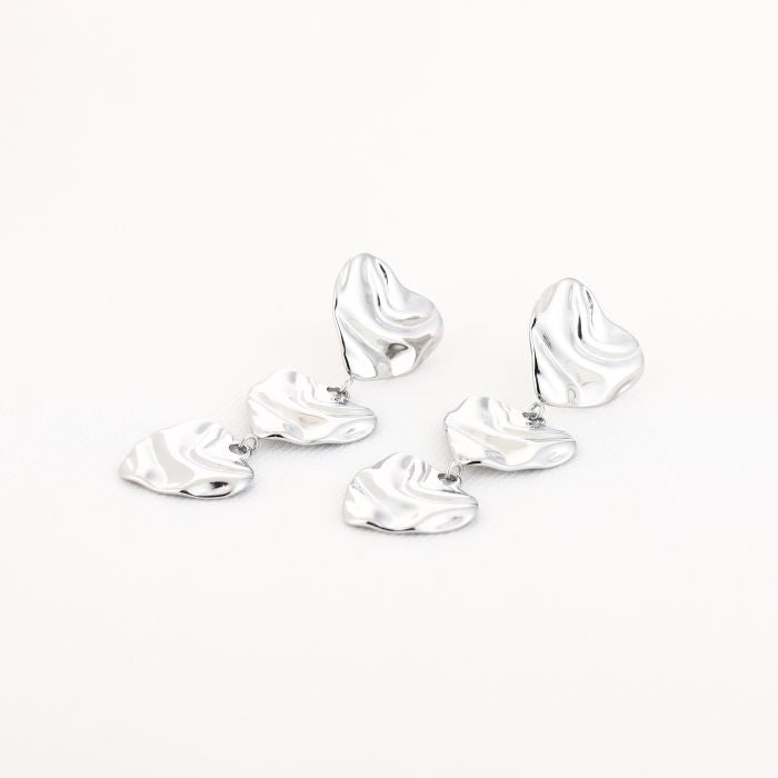 Triple heart oorbellen zilver
