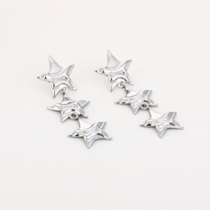 Triple star oorbellen zilver