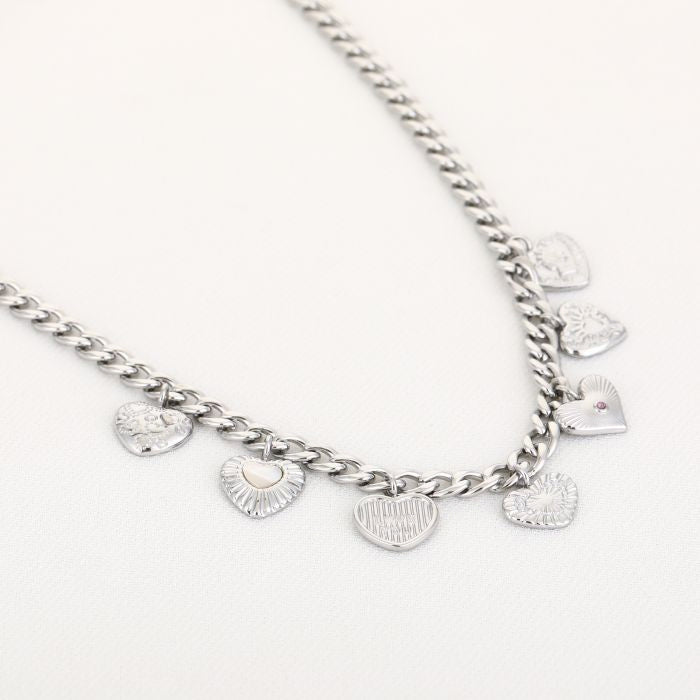 Joy heart ketting zilver