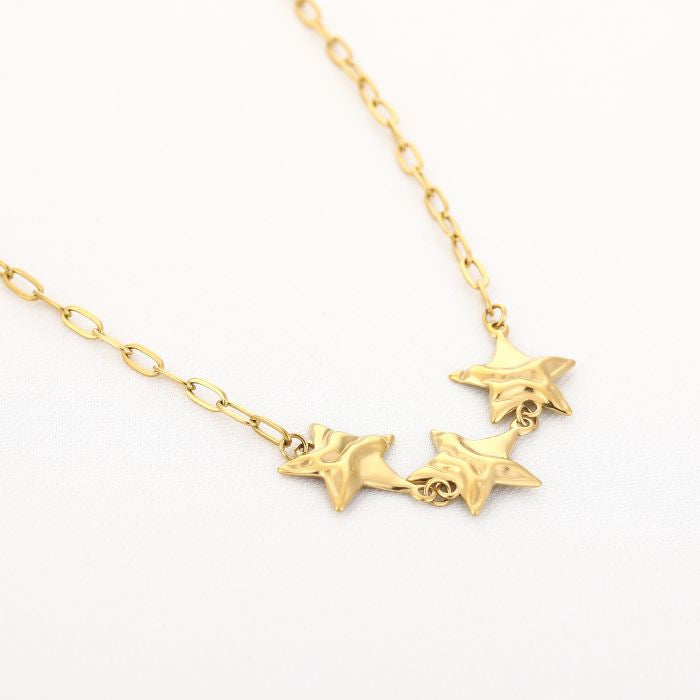 Triple star ketting goud