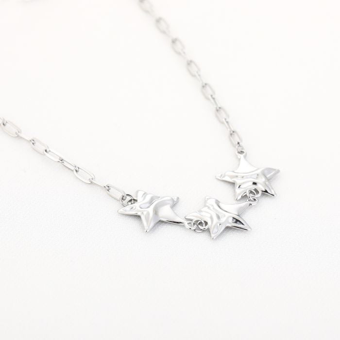Triple star ketting zilver