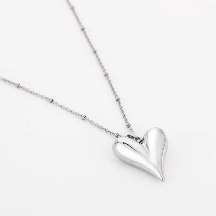 Lange ketting klein hart zilver