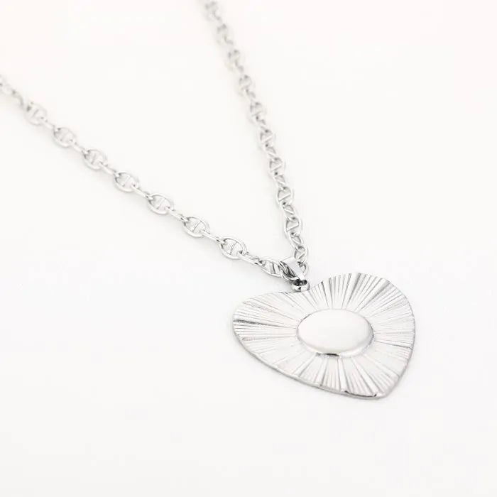 Lange ketting groot hart zilver