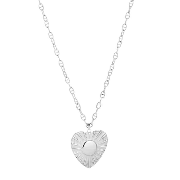 Lange ketting groot hart zilver