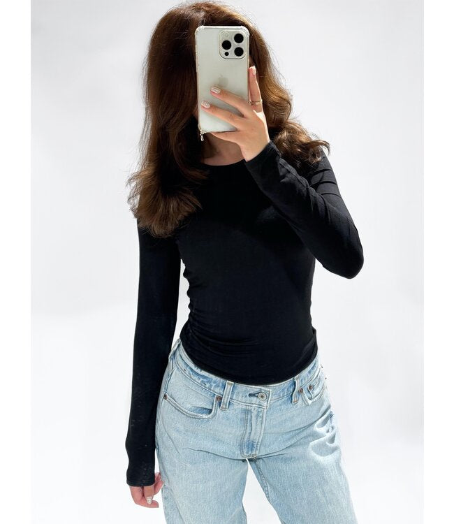 Fem top long sleeve black