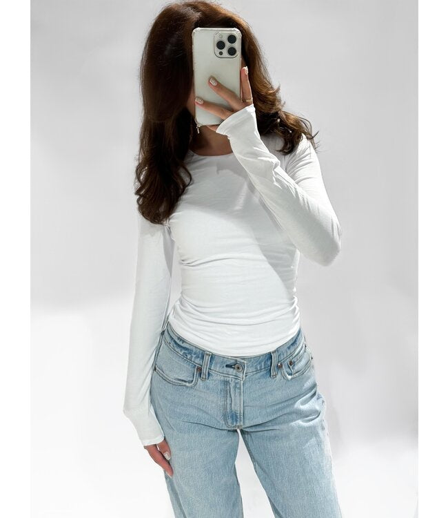 Fem top long sleeve white