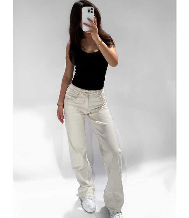 Straight leg jeans beige