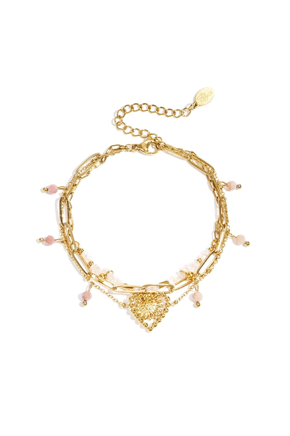 Driedubbele armband roze goud