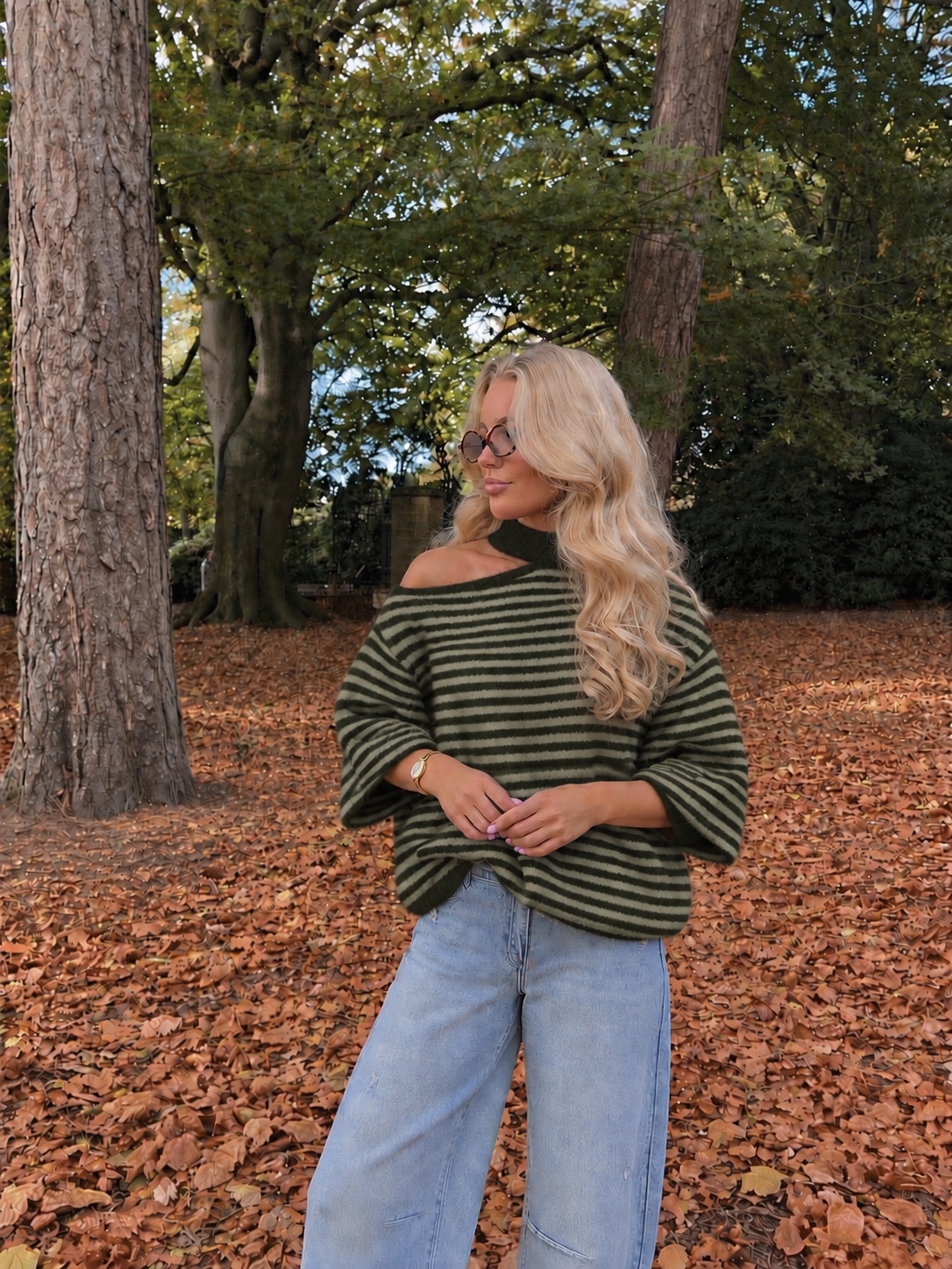 Chloé Choker Knit striped khaki