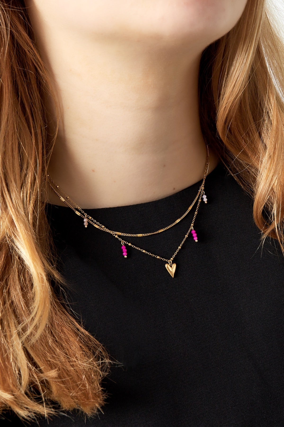 Dubble love ketting goud