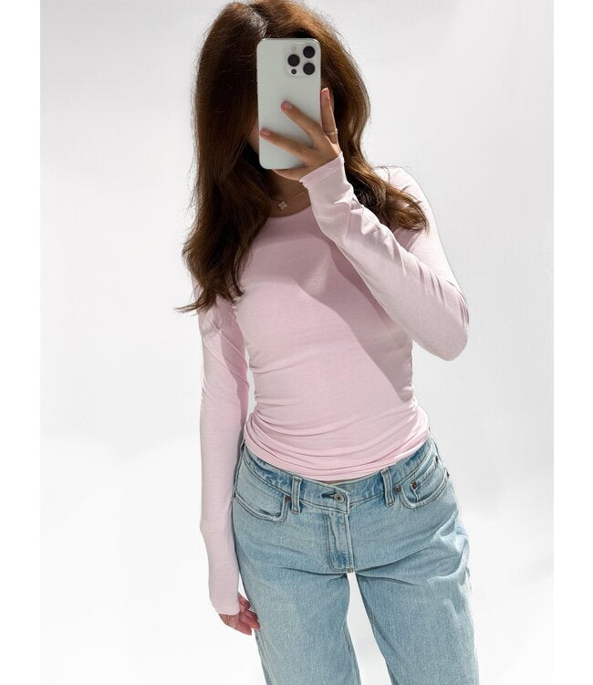 Fem top long sleeve pink