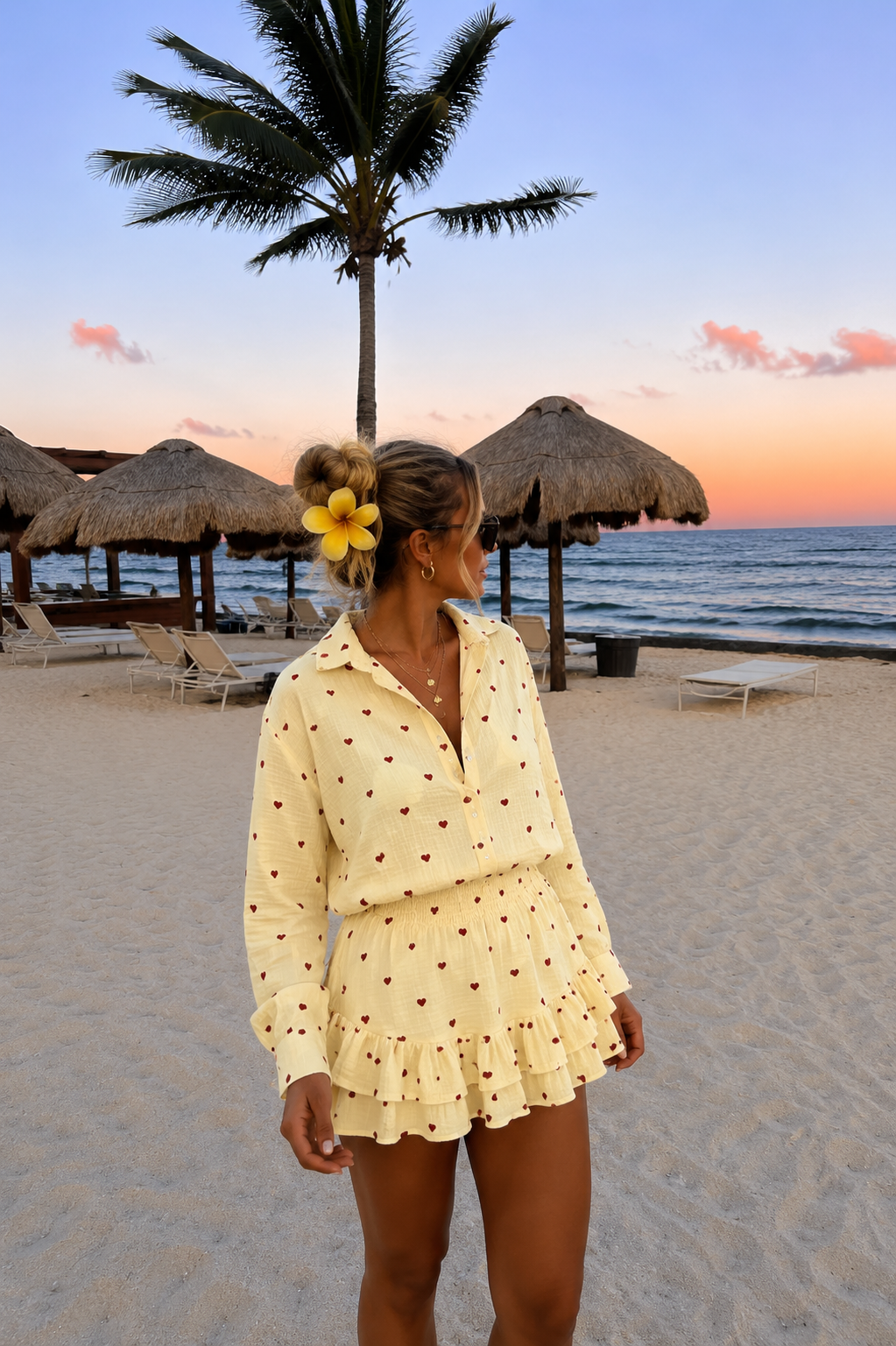 Bali blouse hearts yellow