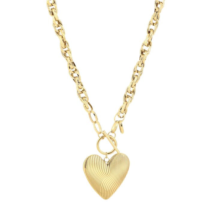 Luxe schakel ketting hart goud