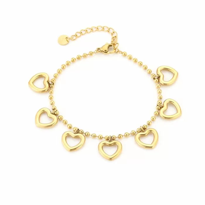 Heart charms armband goud