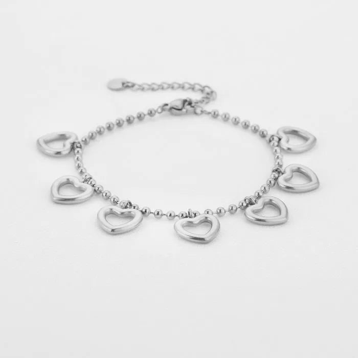 Heart charms armband zilver