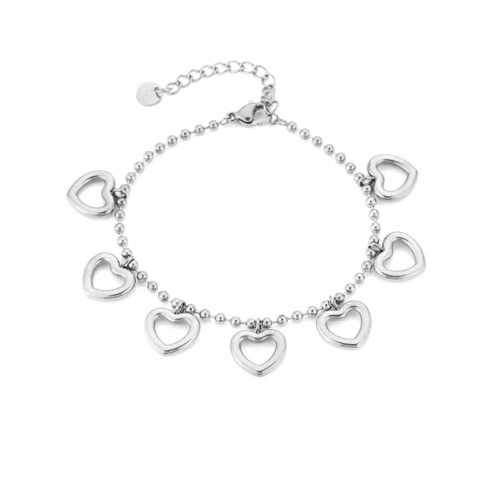 Heart charms armband zilver