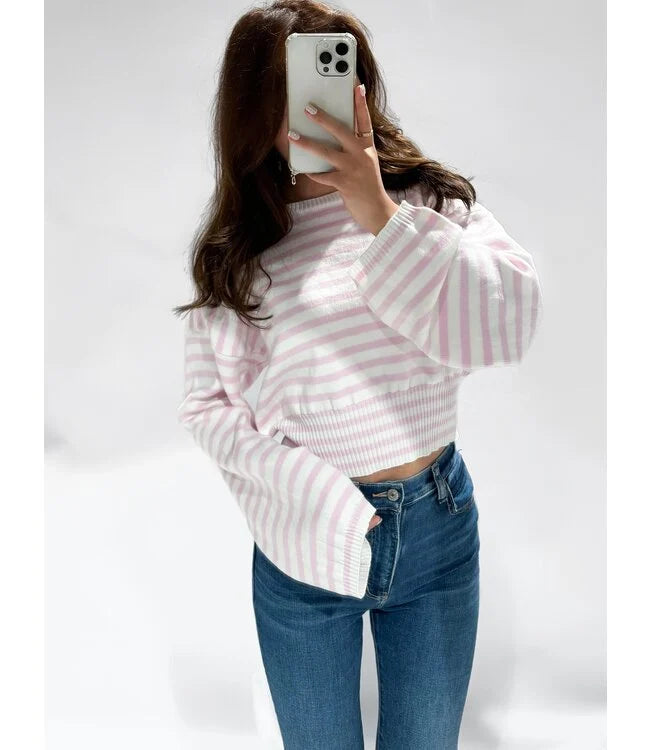 Celeste top stripe roze