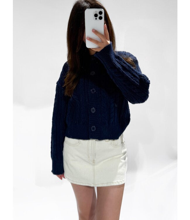 Cable cardigan navy