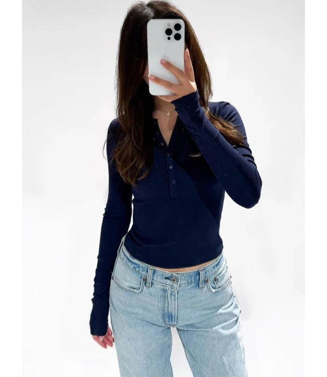 Maaik top long sleeve navy