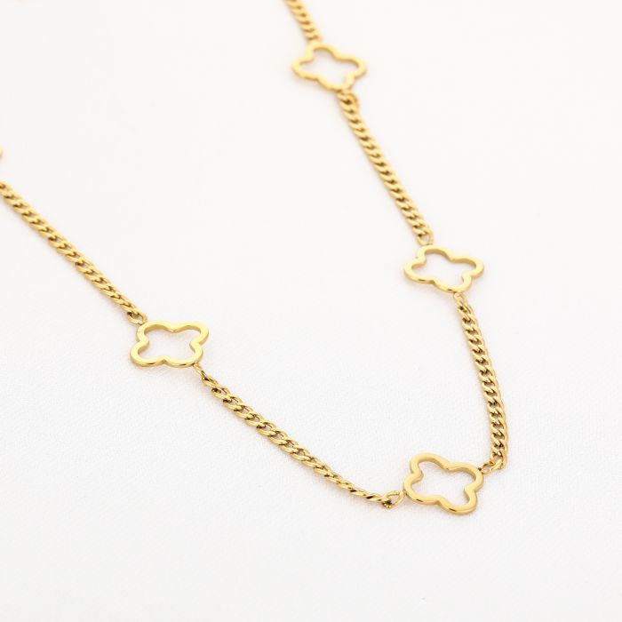 5 clover ketting goud