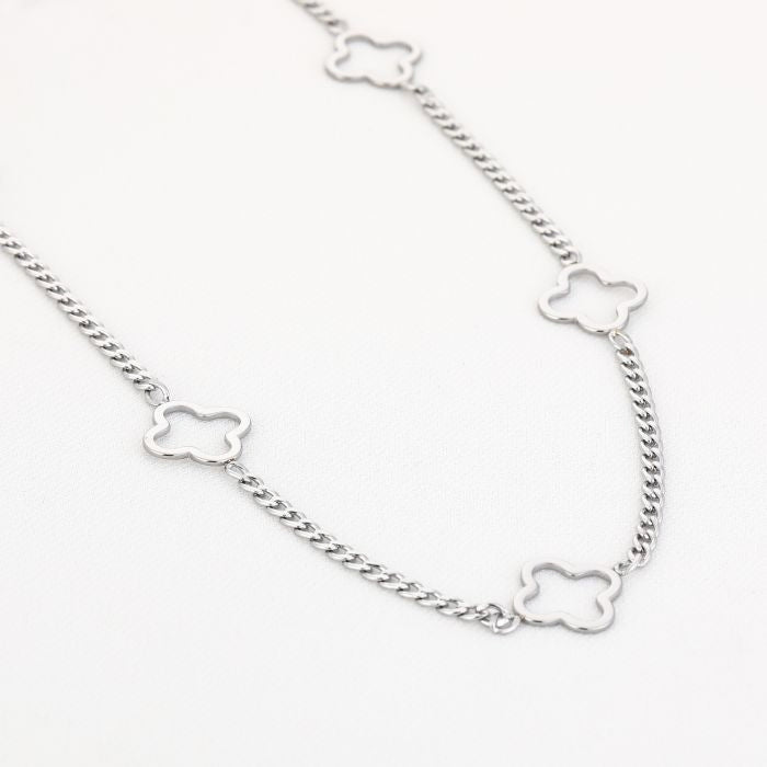 5 clover ketting zilver