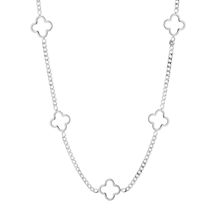 5 clover ketting zilver
