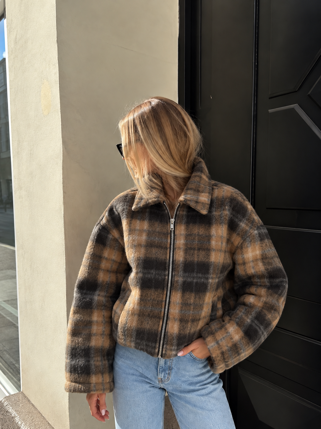 Hazel Check Jacket Camel