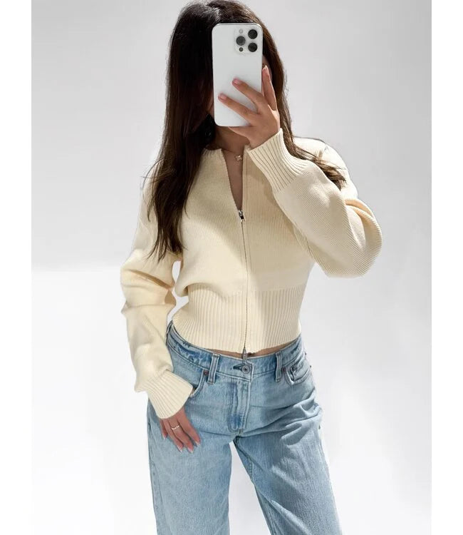 Zip cardigan butter