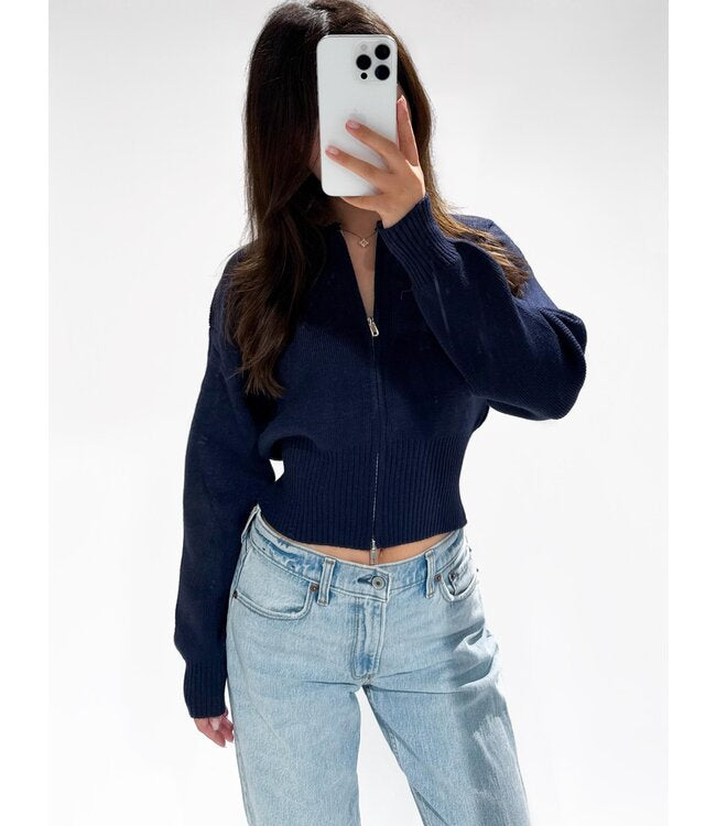 Zip cardigan navy