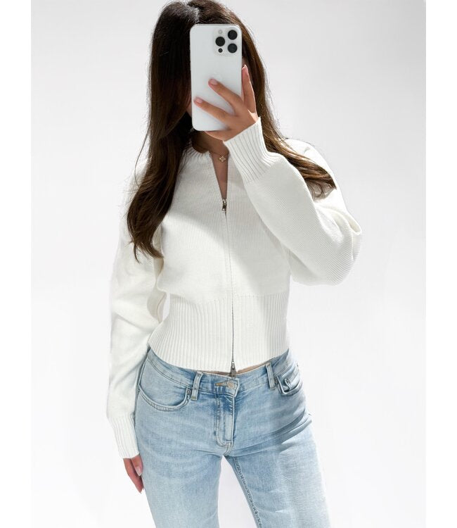 Zip cardigan white