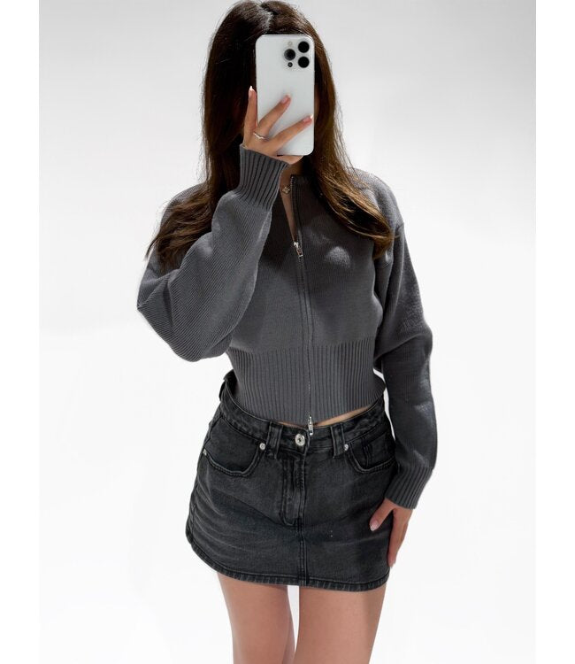 Zip cardigan grey