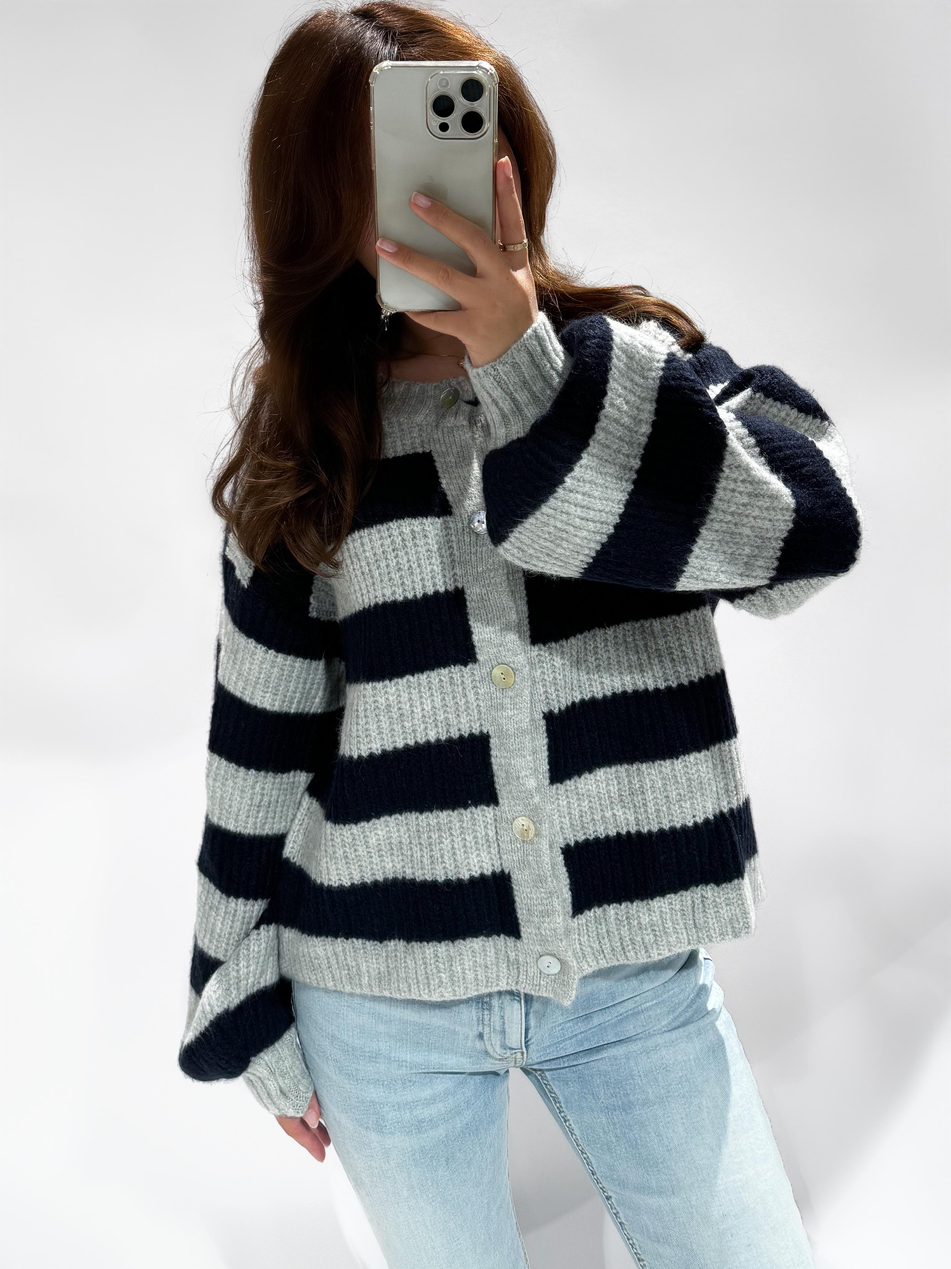 Sarah cardigan striped navy